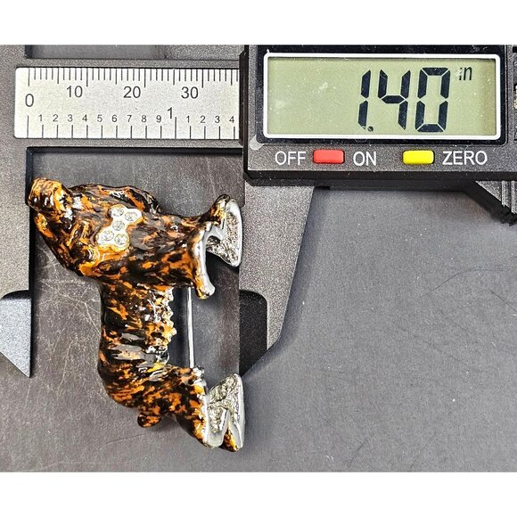 Handmade Ceramic Cocker Spaniel Dog Brooch With Rhinestone Bow Tie - Picture 9 of 9